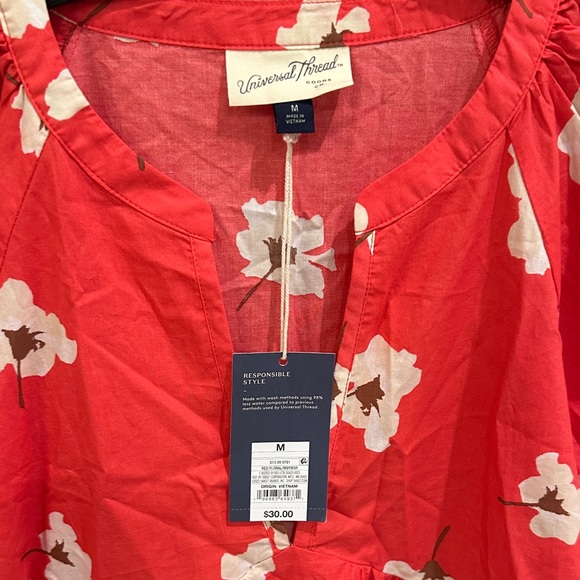 Universal Thread Red Floral Tunic Top - Picture 2 of 3